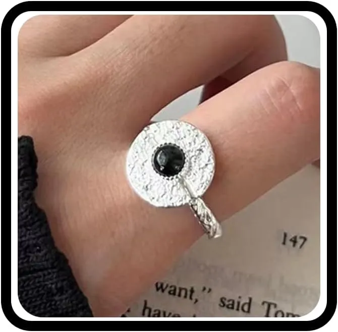 Silver Plated Geometric Ring for Women,Dainty Statement Punk Adjustable Index Finger Rings Vintage Anniversary Daily Formal Jewelry Gifts