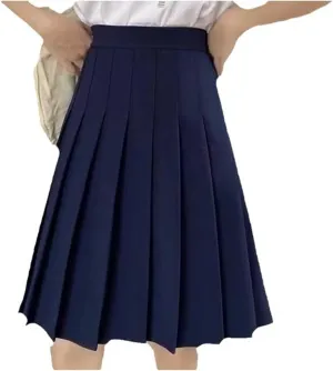 Skirts for Women Summer Trendy High Waist A-Line Casual Knee Length Maxi Skirts Solid Baggy Pleated Half Dresses