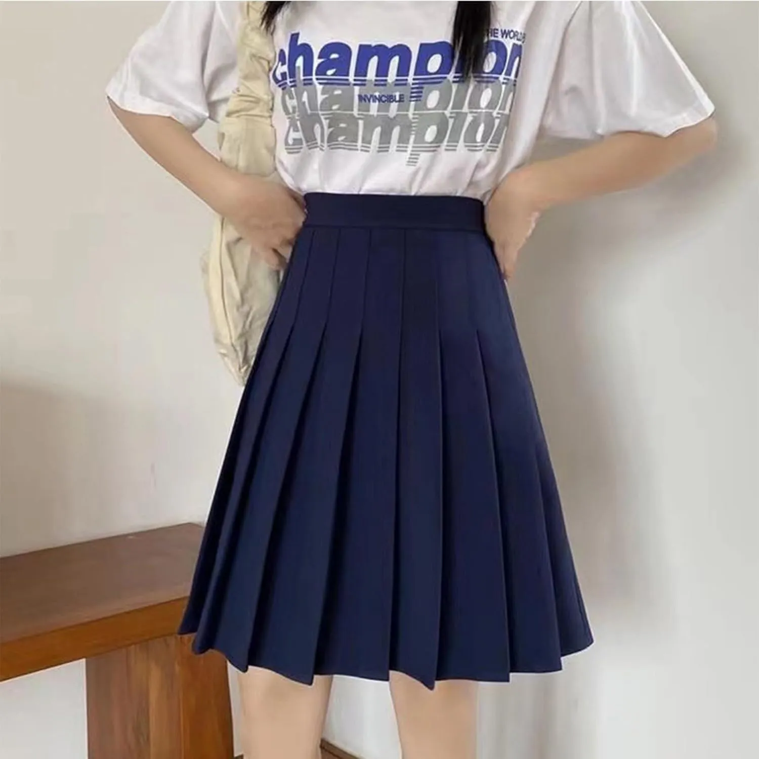 Skirts for Women Summer Trendy High Waist A-Line Casual Knee Length Maxi Skirts Solid Baggy Pleated Half Dresses