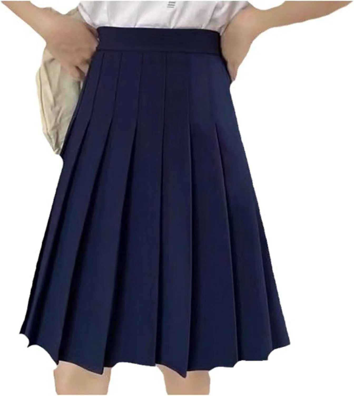 Skirts for Women Summer Trendy High Waist A-Line Casual Knee Length Maxi Skirts Solid Baggy Pleated Half Dresses