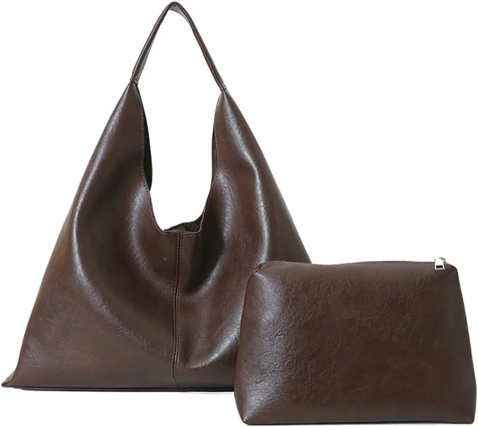Slouchy PU Leather Tote Bag Crescent Crossbody Purse Women Trendy Hobo Bags Shoulder Satchel Bag Top Handle Tote Handbag