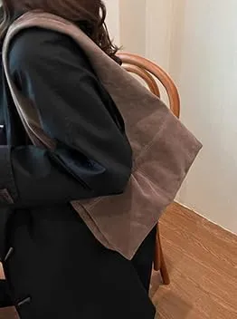 Slouchy Tote Bag Suede Hobo Bag Large Capacity Shoulder Bag Satchel Purse Vintage Underarm Bag Handbag for Women