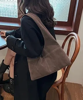 Slouchy Tote Bag Suede Hobo Bag Large Capacity Shoulder Bag Satchel Purse Vintage Underarm Bag Handbag for Women