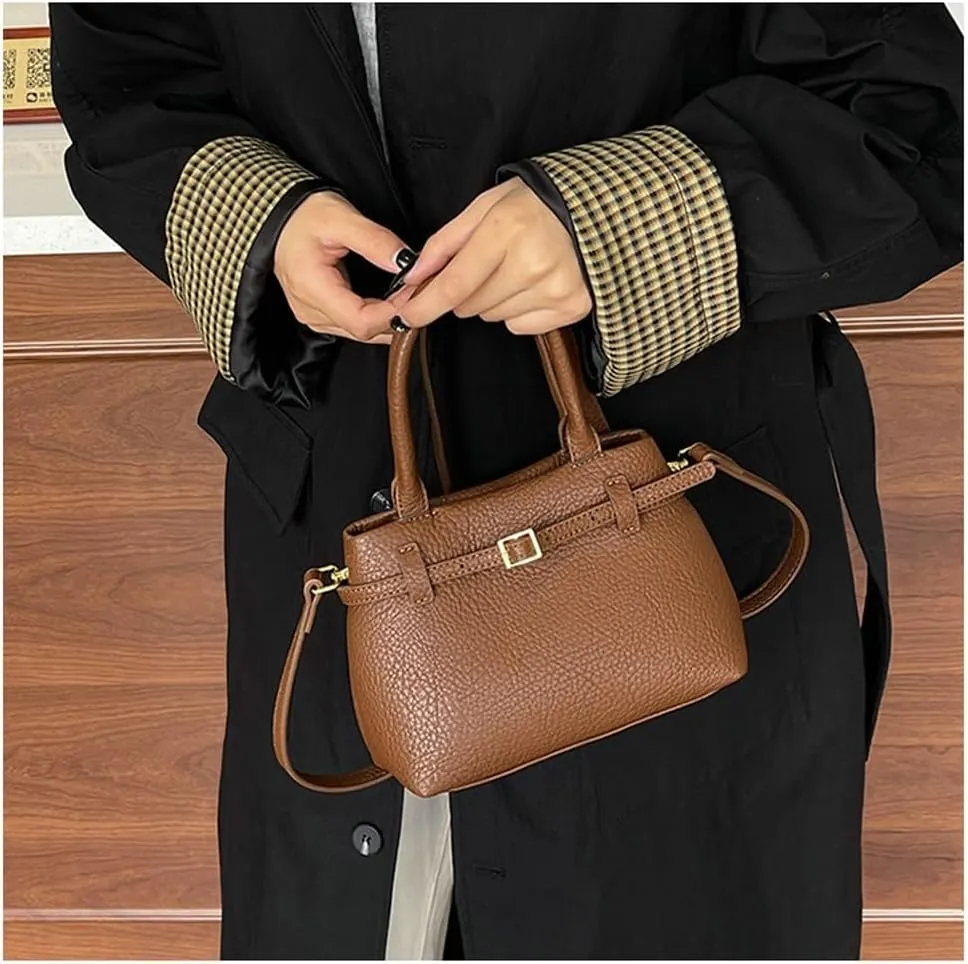 Slouchy Tote Bags for Women Mini Satchel Crossbody Purse Pu Leather Top-handle Handbags Shoulder Bag with Adjustable Strap