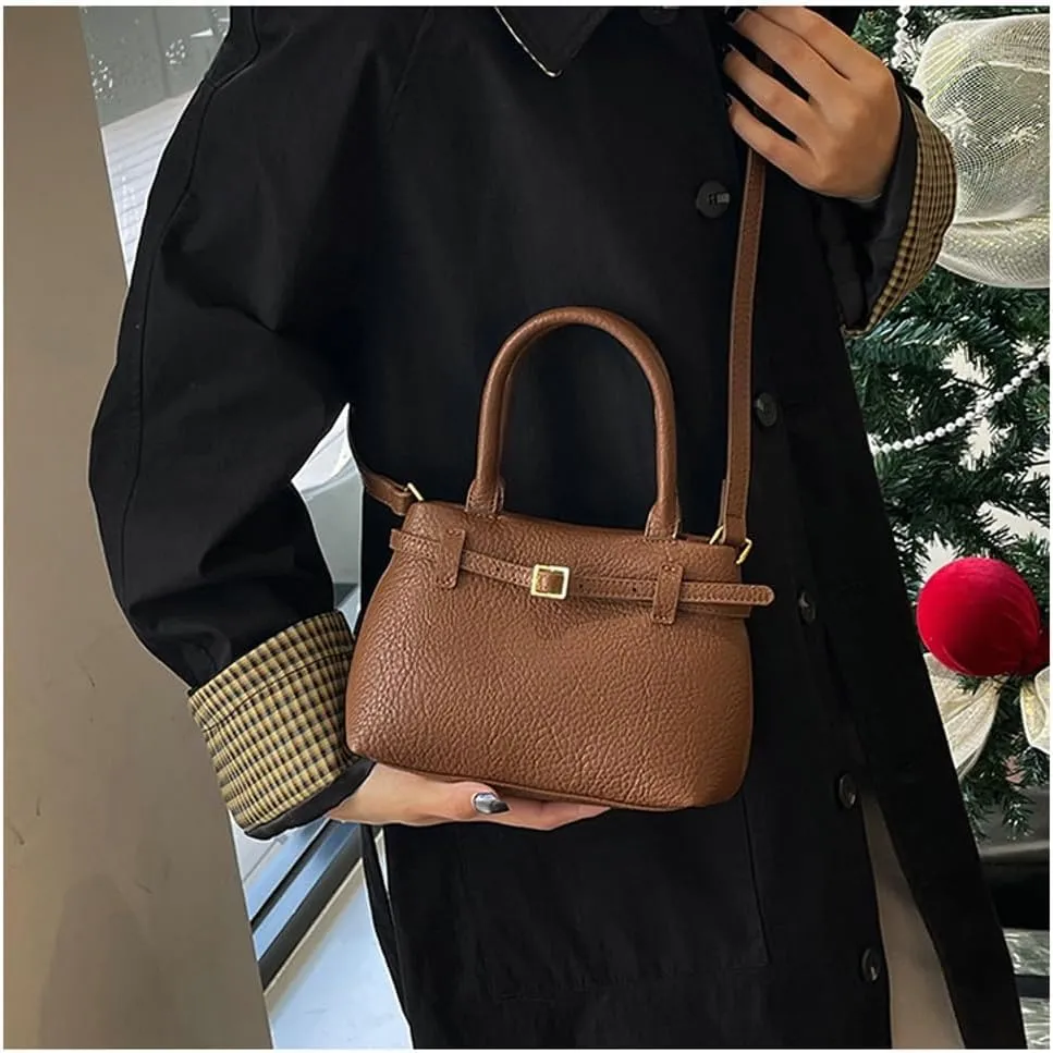 Slouchy Tote Bags for Women Mini Satchel Crossbody Purse Pu Leather Top-handle Handbags Shoulder Bag with Adjustable Strap
