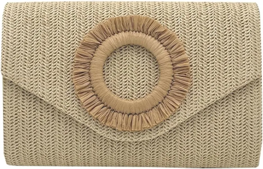 Small Straw Clutch Purse Evening Bag for Women Summer Boho Woven Beach Purse Raffia Crossbody Handbag 2025 Vacation
