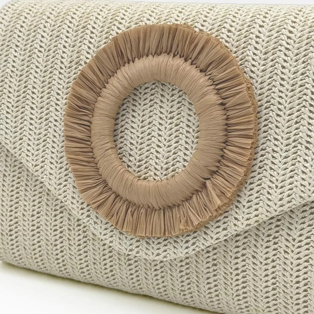 Small Straw Clutch Purse Evening Bag for Women Summer Boho Woven Beach Purse Raffia Crossbody Handbag 2025 Vacation