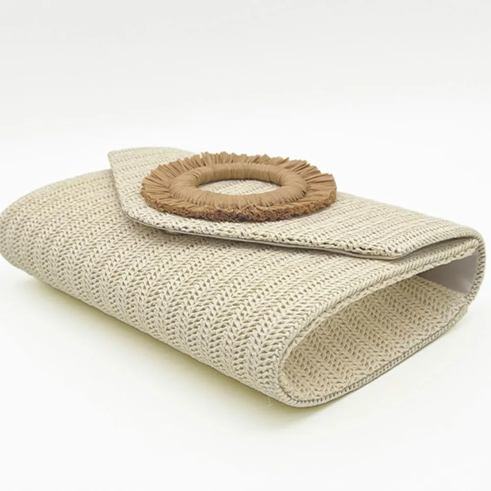 Small Straw Clutch Purse Evening Bag for Women Summer Boho Woven Beach Purse Raffia Crossbody Handbag 2025 Vacation