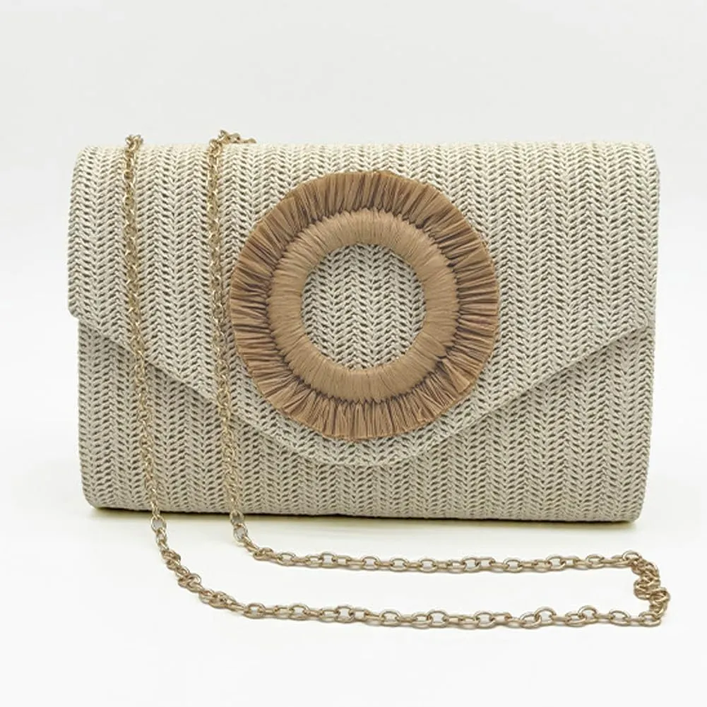 Small Straw Clutch Purse Evening Bag for Women Summer Boho Woven Beach Purse Raffia Crossbody Handbag 2025 Vacation