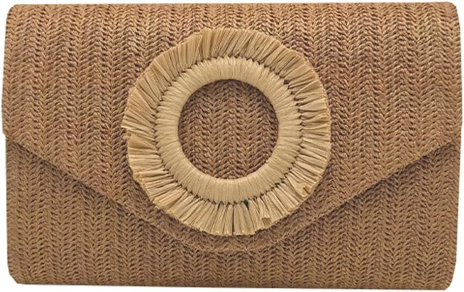 Small Straw Clutch Purse Evening Bag for Women Summer Boho Woven Beach Purse Raffia Crossbody Handbag 2025 Vacation