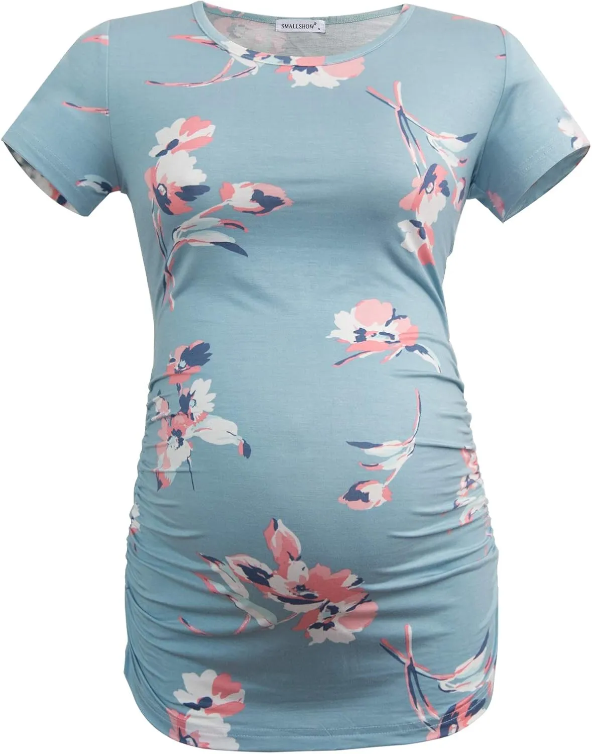 Smallshow Women's Maternity Tops Side Ruched Tunic T-Shirt Pregnancy Clothes