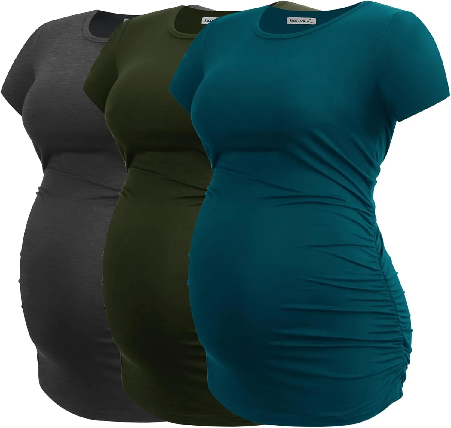 Smallshow Women's Maternity Tops Side Ruched Tunic T-Shirt Pregnancy Clothes