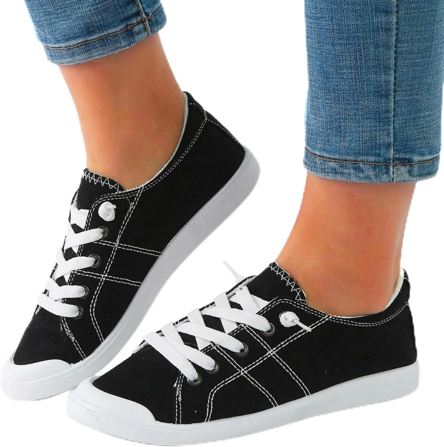 Sneakers for Women Canvas Shoes Low Top Classic Slip On Lightweight Comfortable Fashion Sneakers for Walking