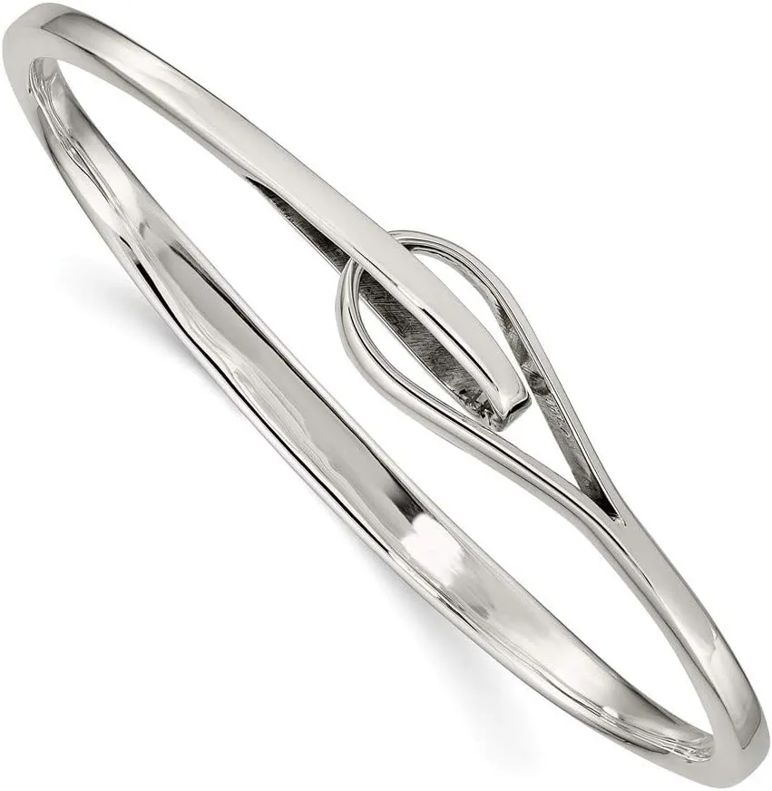 Solid 925 Sterling Silver Interlocking Bangle Cuff Bracelet