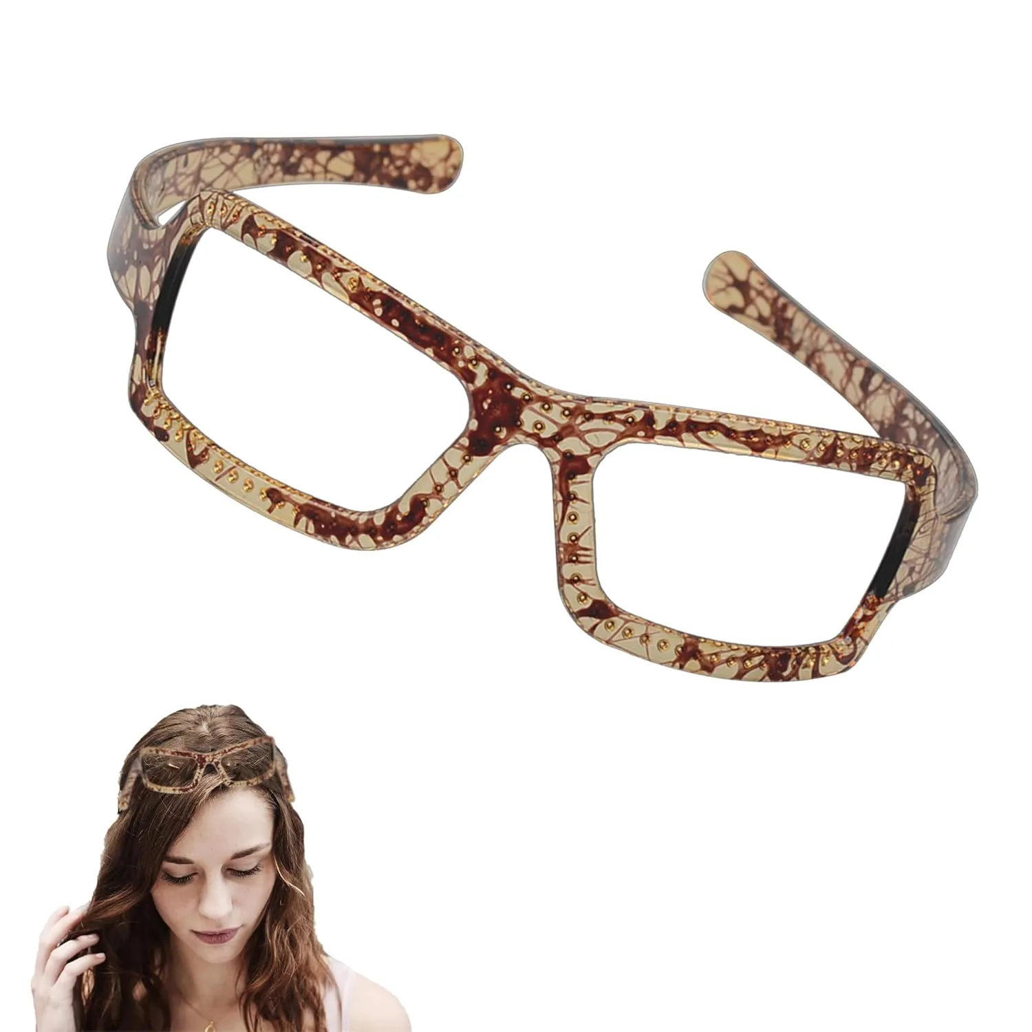 Square Sunglasses Headband for Women - Sunglass Headband Square Hairband for Women's Glasses - Glasses Headband Comfortable Hairband Square Hair Accessory with Secure Fit (Light Coffee, Normal)