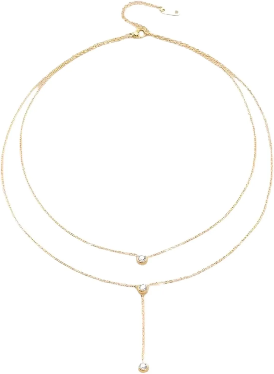 Stacking Layering Necklaces - Layered Stacked Necklaces For Women, Gold Plated Metal Cable Chain With AAA CZ Stone, Bling Streetwear Collar Jewelry