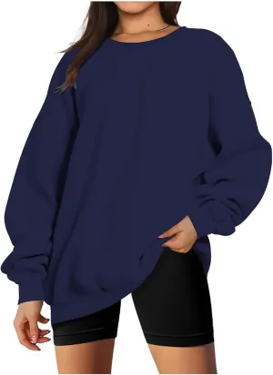 Stessotudo Oversized Sweatshirts for Women Crewneck Long Sleeve Baggy Boyfriend Tops Loose Fit Solid Casual Y2K Streetwear