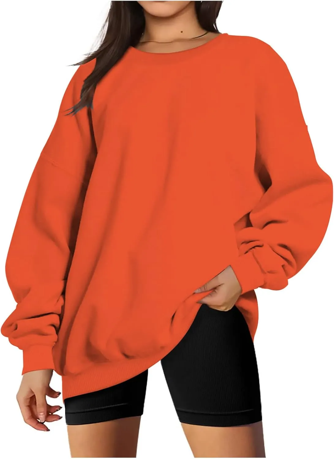 Stessotudo Oversized Sweatshirts for Women Crewneck Long Sleeve Baggy Boyfriend Tops Loose Fit Solid Casual Y2K Streetwear