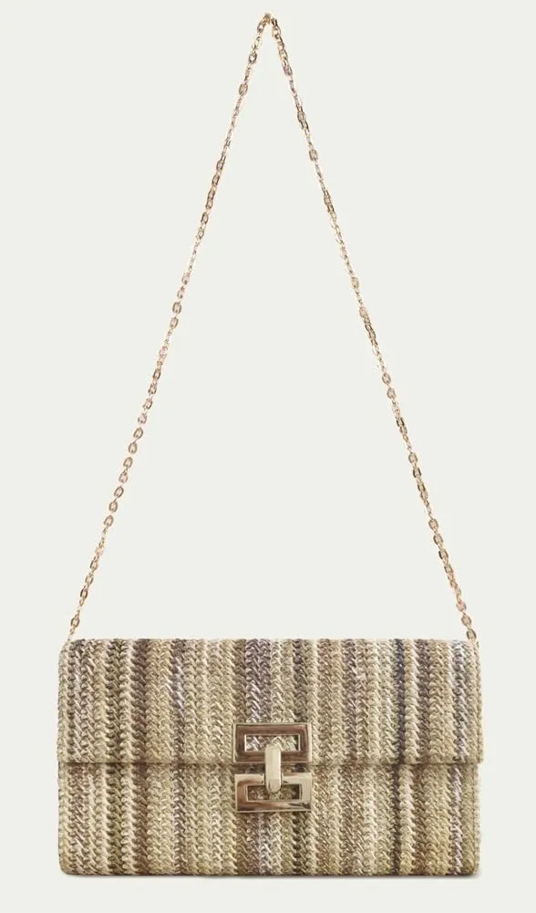 Straw Clutch Purse for Women Chic Color Blocked Evening Handbag Summer Beach Shoulder Bag Travel Party Chain Purse