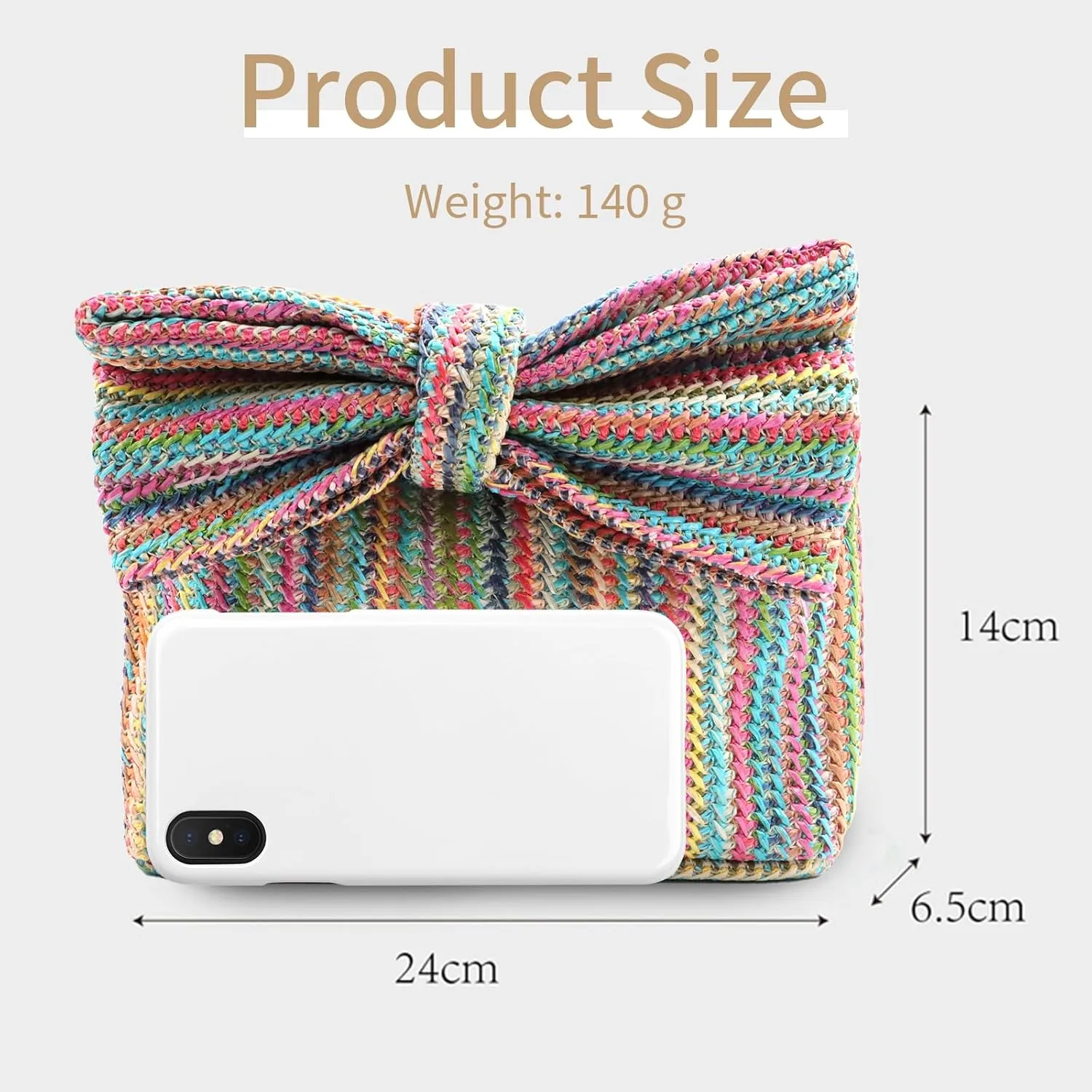 Straw Clutch Purse with Bow  Woven Raffia Handbag for Women  Summer Wedding Beach Bag