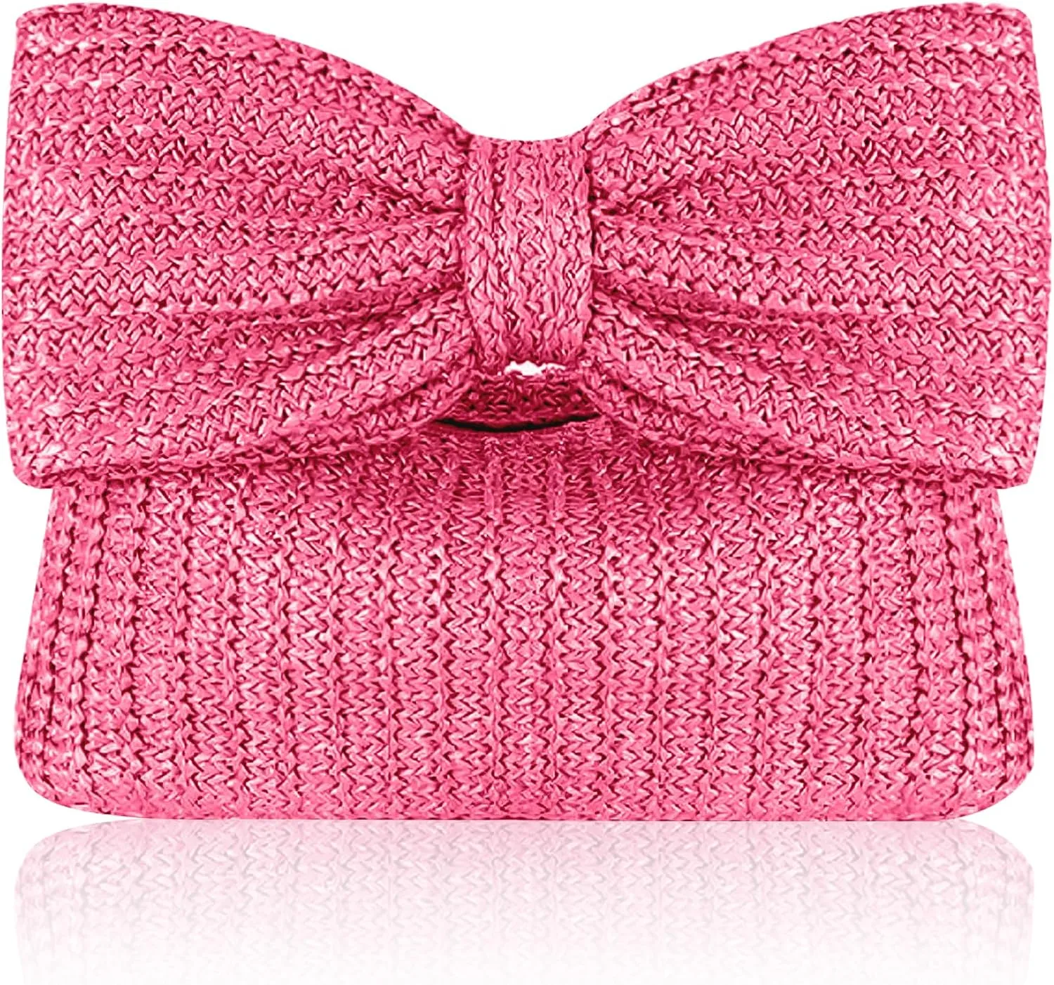 Straw Clutch Purse with Bow  Woven Raffia Handbag for Women  Summer Wedding Beach Bag