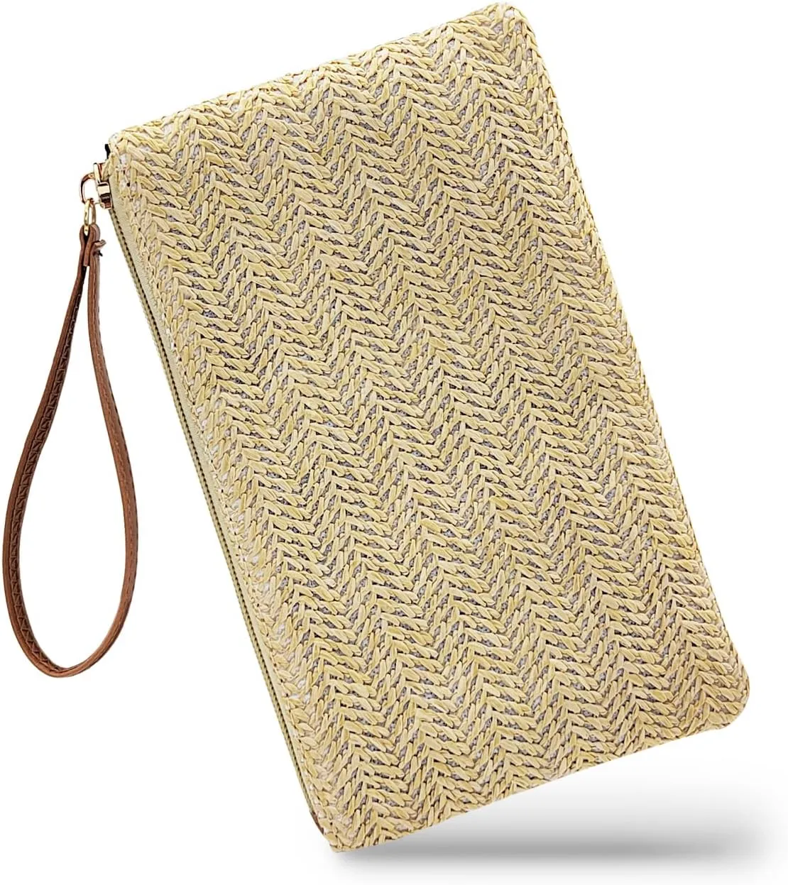 Straw Clutch Purse with Handle, Straw Handbag Clutch Purses for Women, Bohemian Wristlet Purse Summer Straw Purse