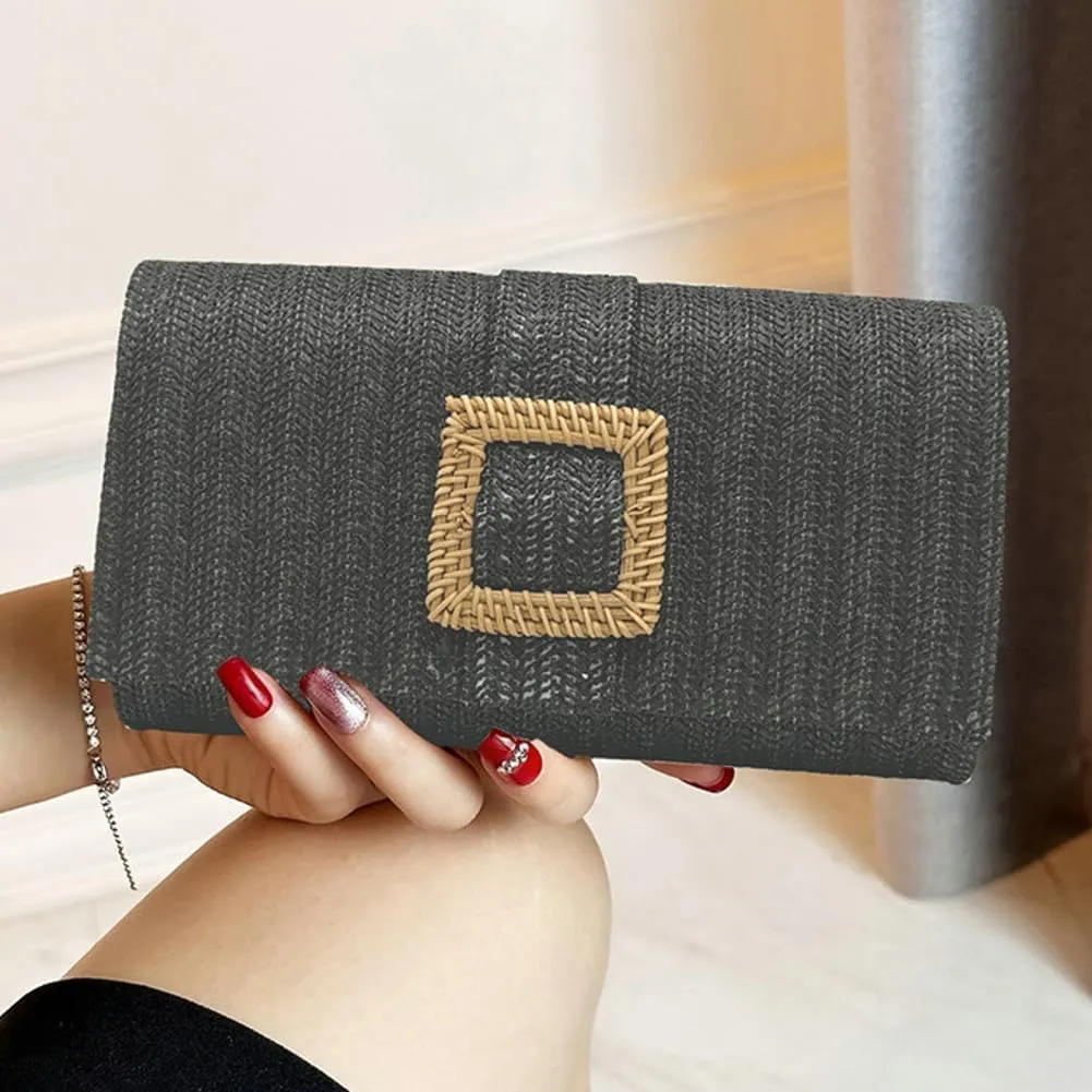 Straw Clutch Purse Women Evening Handbag Boho Crossbody Bag Summer Beach Woven Raffia Bag 2025 Wedding Travel Purse
