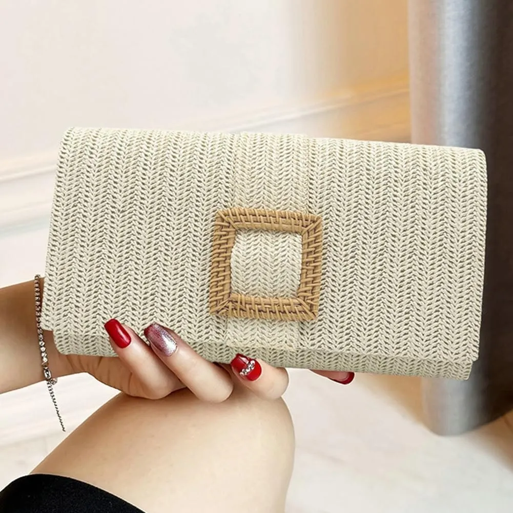 Straw Clutch Purse Women Evening Handbag Boho Crossbody Bag Summer Beach Woven Raffia Bag 2025 Wedding Travel Purse