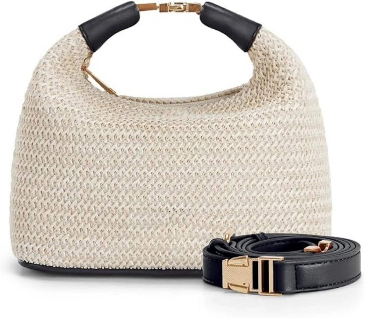 Straw Crossbody Bag for Women, Summer Raffia Handbag Top Handle Woven Tote Purse Vacation Handmade Bucket Clutch Bag