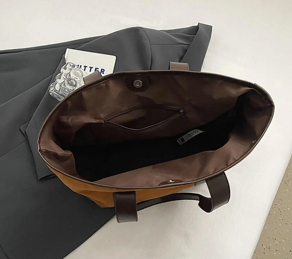 Suede Tote Bag Women Slouchy Shoulder Bag Vintage Hobo Bags Crossbody Purses Satchel Colleage Travel Tote Hnadbag