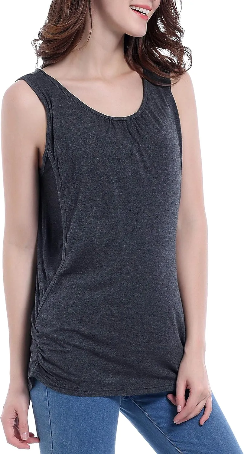 SUIEK Women's Maternity Nursing Tops Breastfeeding Tanks Tee Shirt Pregnancy Clothes