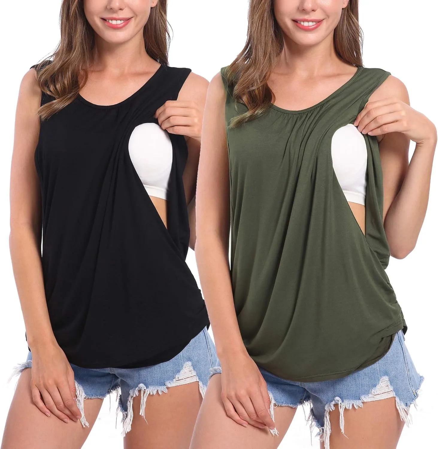 SUIEK Women's Maternity Nursing Tops Breastfeeding Tanks Tee Shirt Pregnancy Clothes
