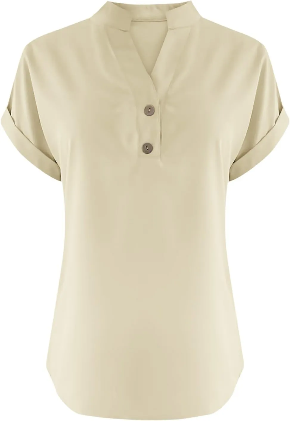 Summer Cotton Linen Shirts for Women 2025 Button Down Short Sleeve V Neck Shirts Solid Color Comfy Blouses Tunic Tops