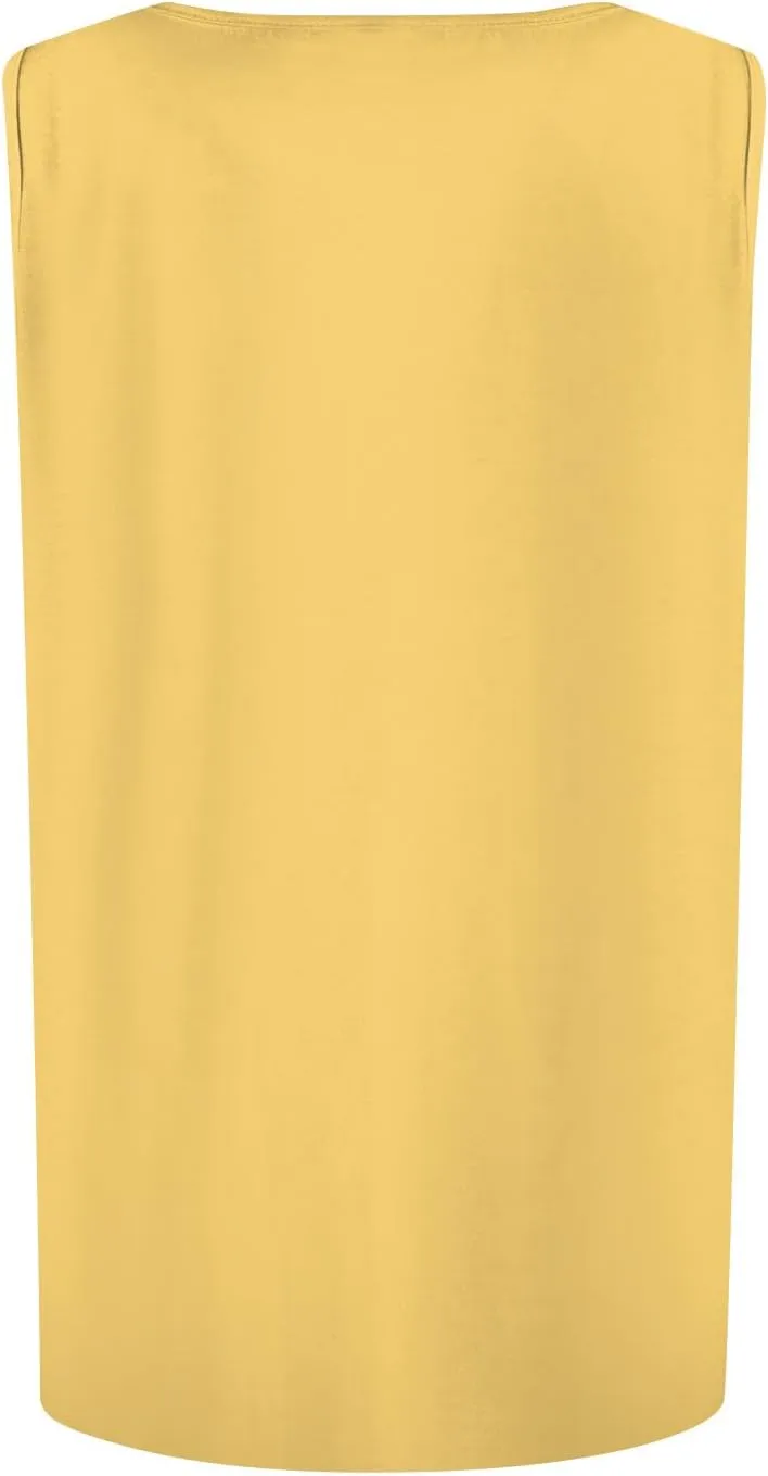 Summer Tank Tops for Women Sleeveless Crew Neck Pleated Solid Blouses Boho Casual Loose Tops Basic Shirts