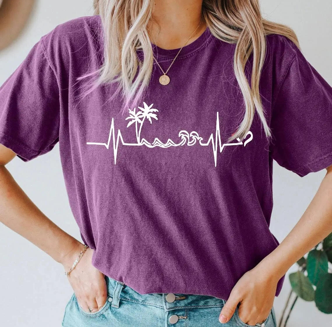 Sun Salt Sand Beach Tshirt for Women Summer Coconut Tree Graphic Casual Short Sleeve Loose Fit Tee Blouses