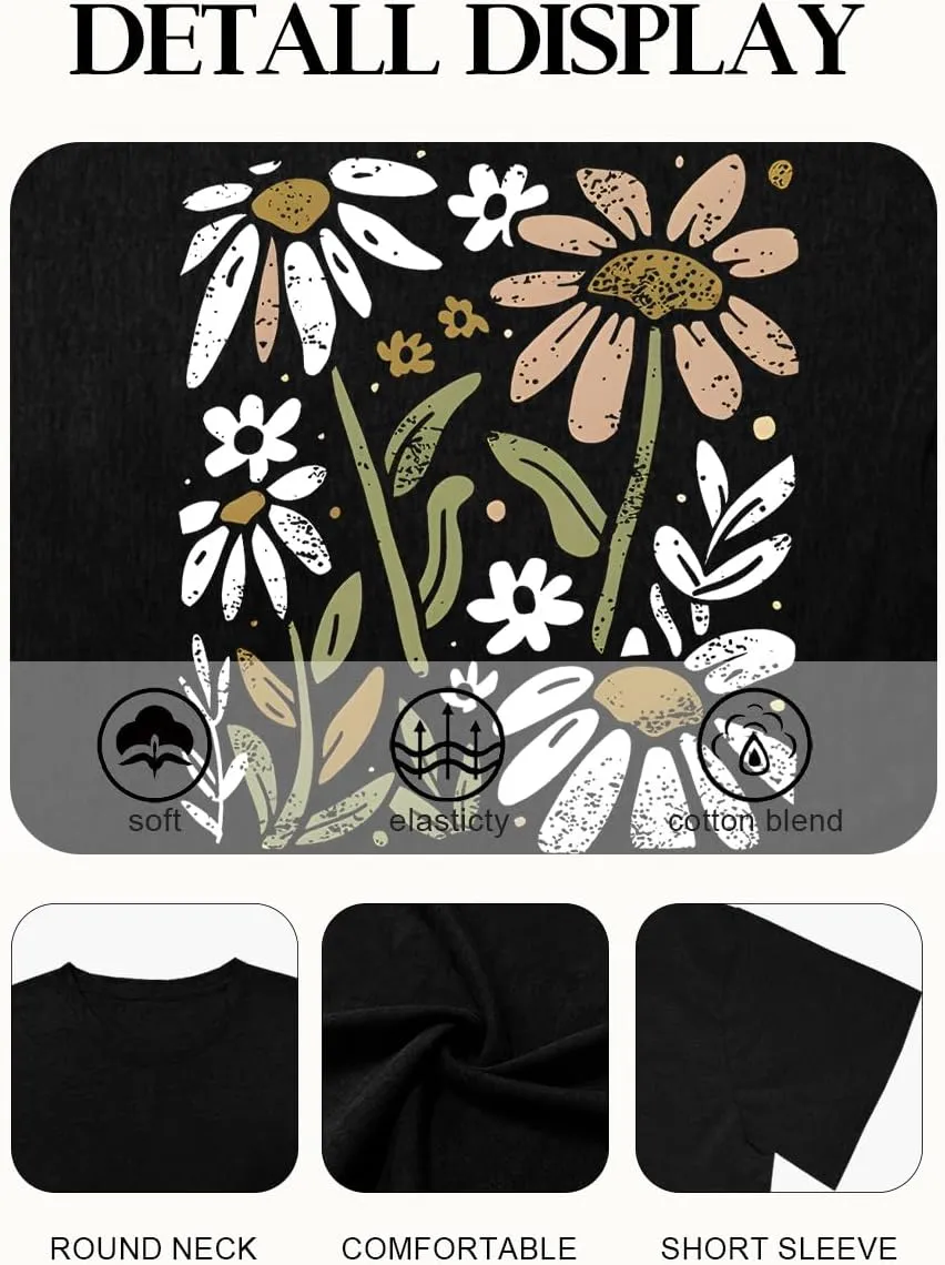 Sunflower Shirts for Women Faith Graphic Tees Short Sleeve Loose Fit Butterfly Teen Girls T Shirt Summer Tops