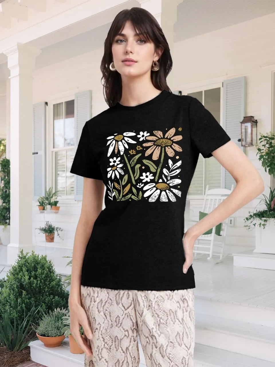 Sunflower Shirts for Women Faith Graphic Tees Short Sleeve Loose Fit Butterfly Teen Girls T Shirt Summer Tops