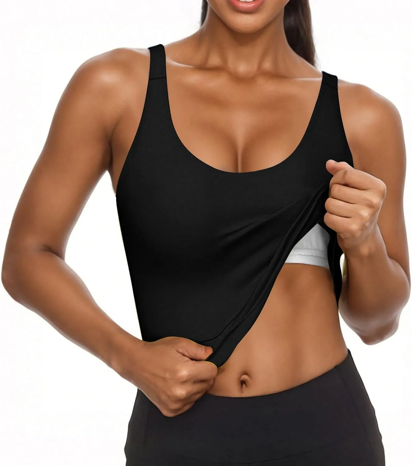 Tank Top with Built in Bra for Women Casual Summer Sleeveless Gym Crop Tops Workout Athletic Yoga Shirts