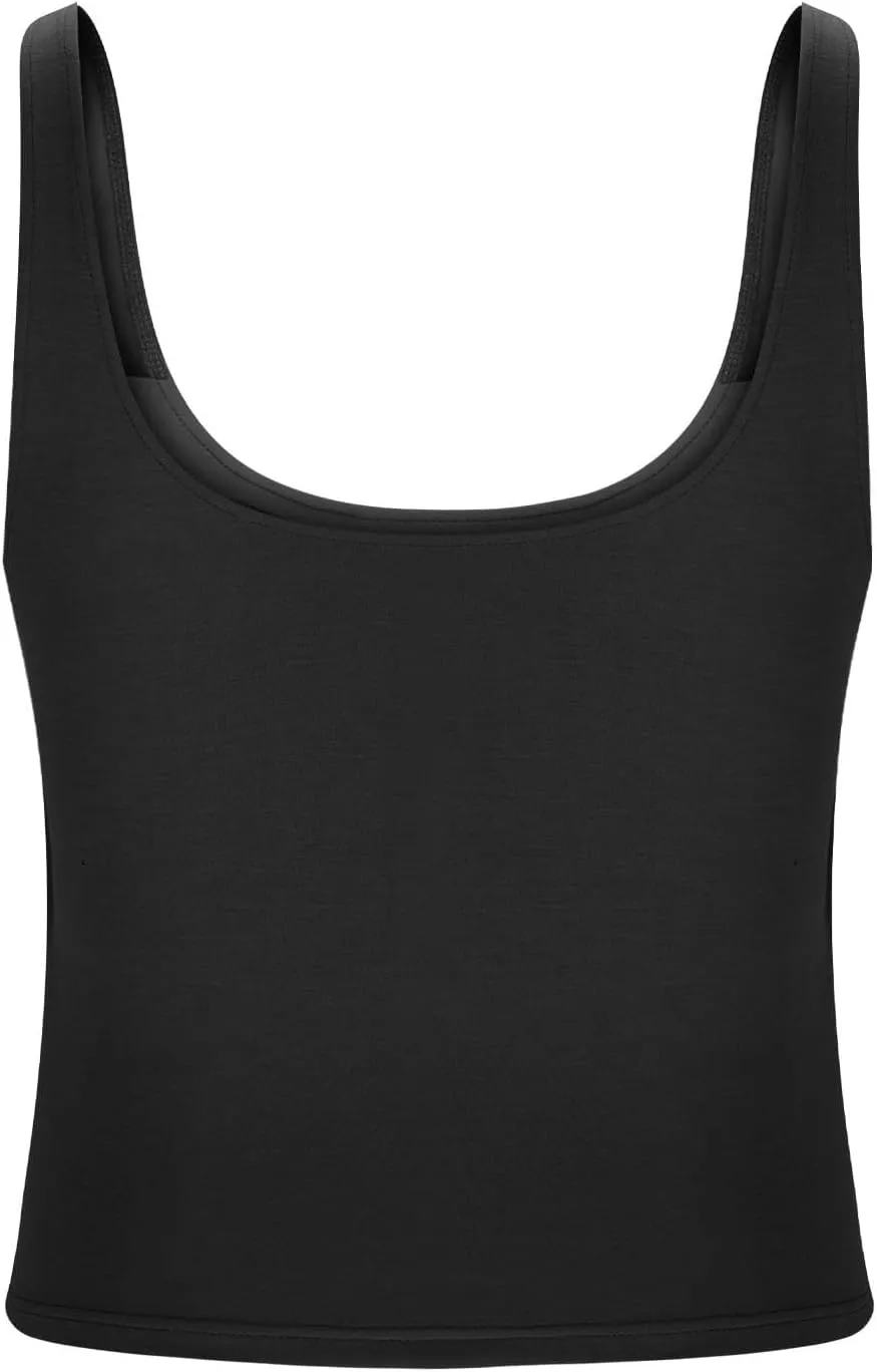 Tank Top with Built in Bra for Women Casual Summer Sleeveless Gym Crop Tops Workout Athletic Yoga Shirts