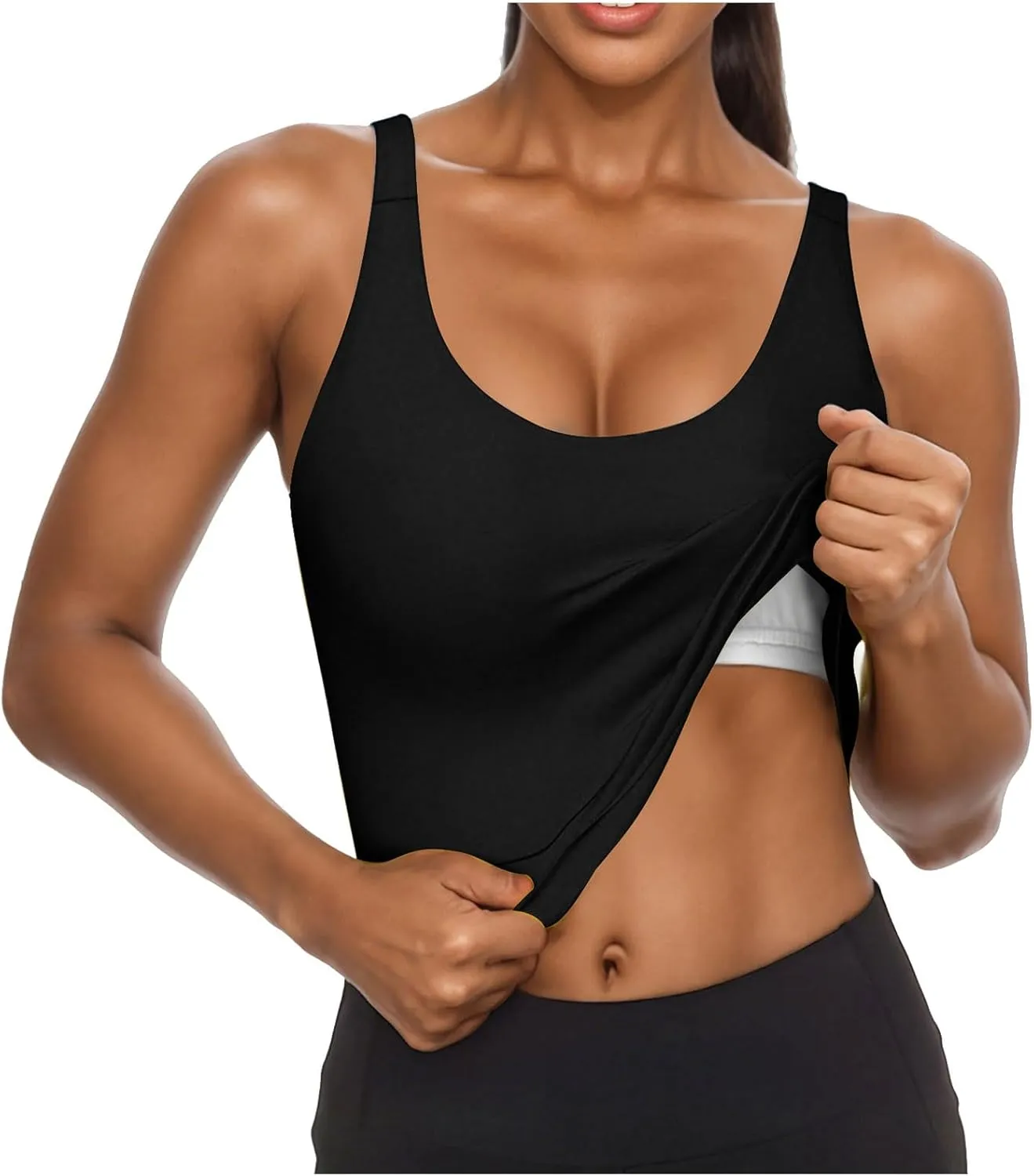 Tank Top with Built in Bra for Women Casual Summer Sleeveless Gym Crop Tops Workout Athletic Yoga Shirts
