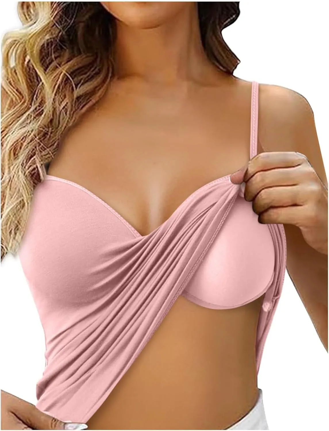 Tank Top with Built in Bra for Women Padded Workout Camisole Tops Spaghetti Strap Cami Shelf Bra Sports Cotton Undershirts