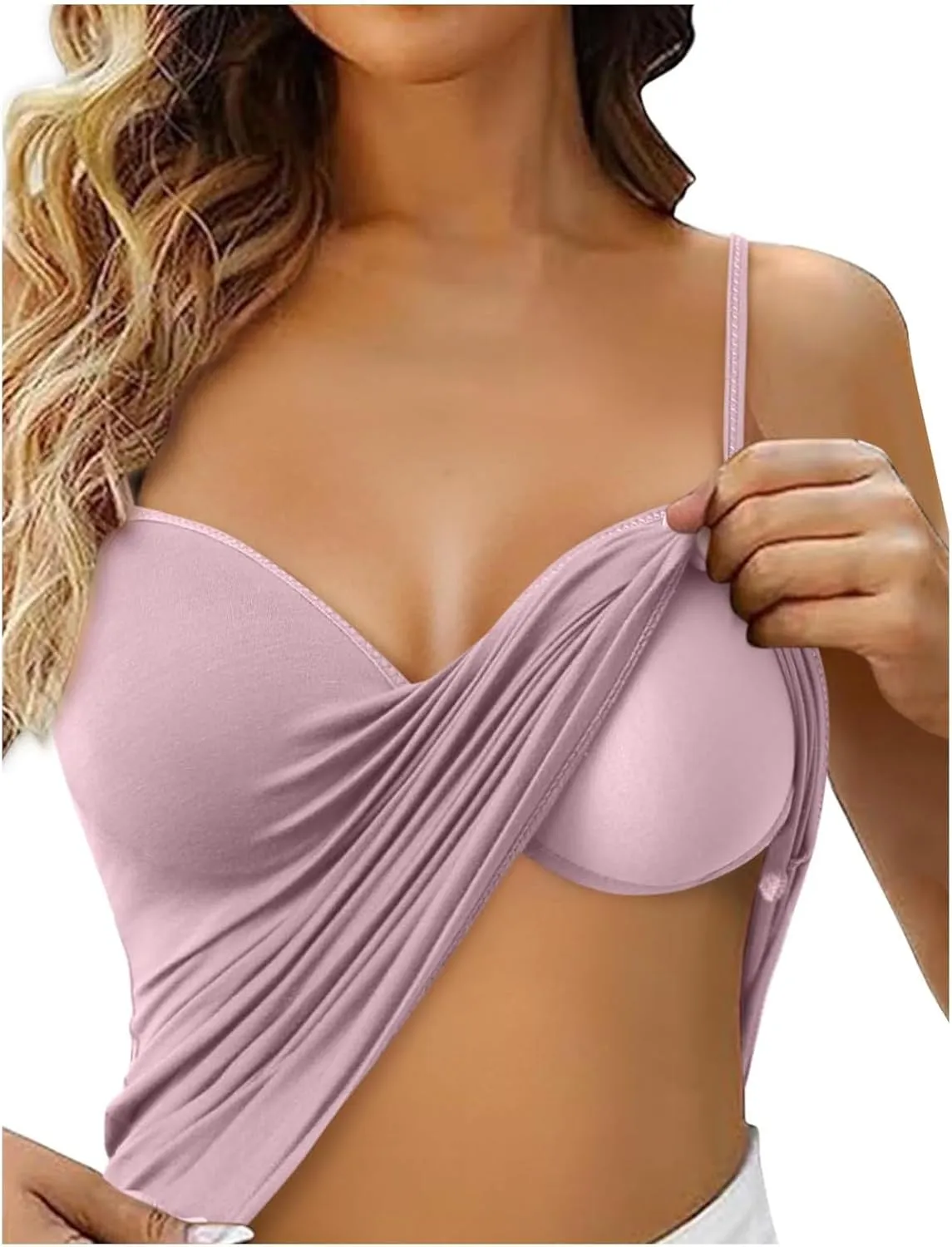 Tank Top with Built in Bra for Women Padded Workout Camisole Tops Spaghetti Strap Cami Shelf Bra Sports Cotton Undershirts
