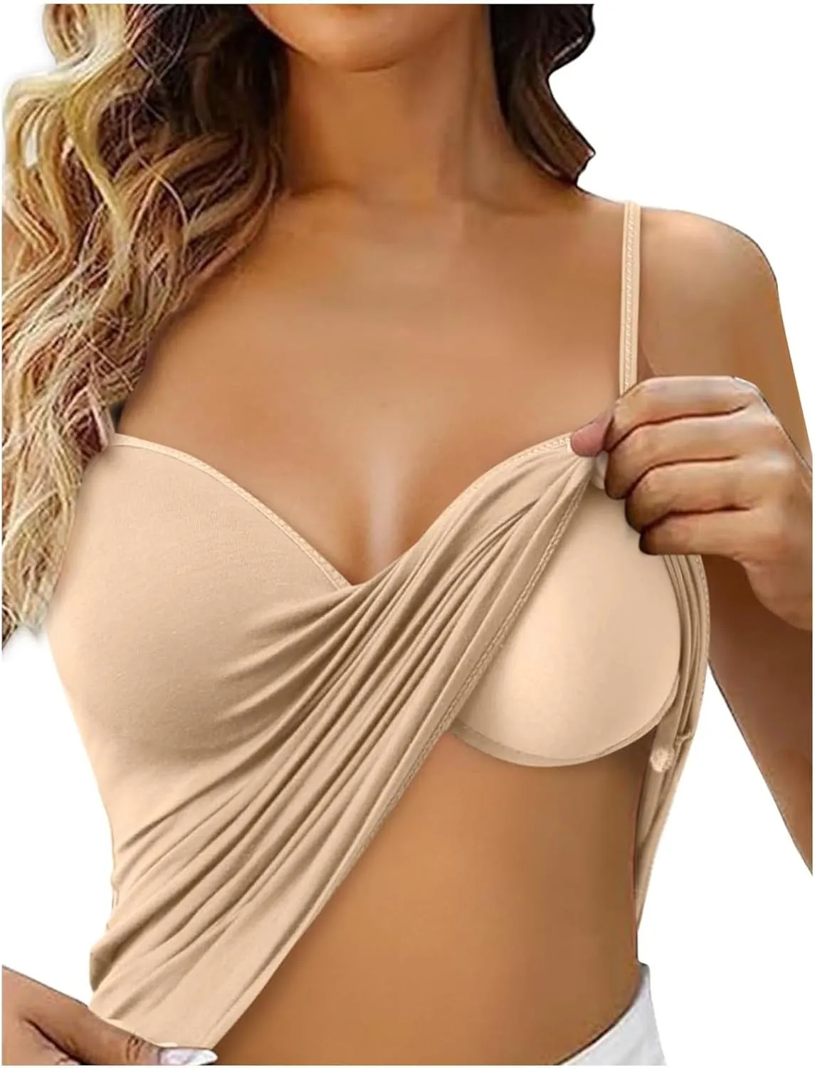 Tank Top with Built in Bra for Women Padded Workout Camisole Tops Spaghetti Strap Cami Shelf Bra Sports Cotton Undershirts