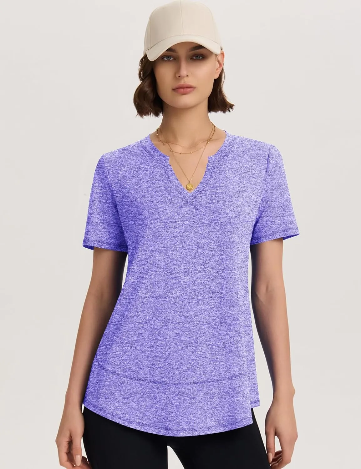TCOT Women's Short Sleeve Workout Tops Loose Fit Athletic Tees V Neck Running Shirts Yoga Tee Gym Shirts