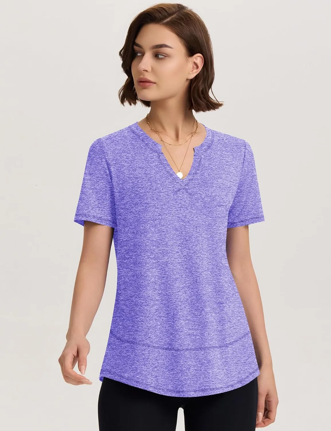 TCOT Women's Short Sleeve Workout Tops Loose Fit Athletic Tees V Neck Running Shirts Yoga Tee Gym Shirts