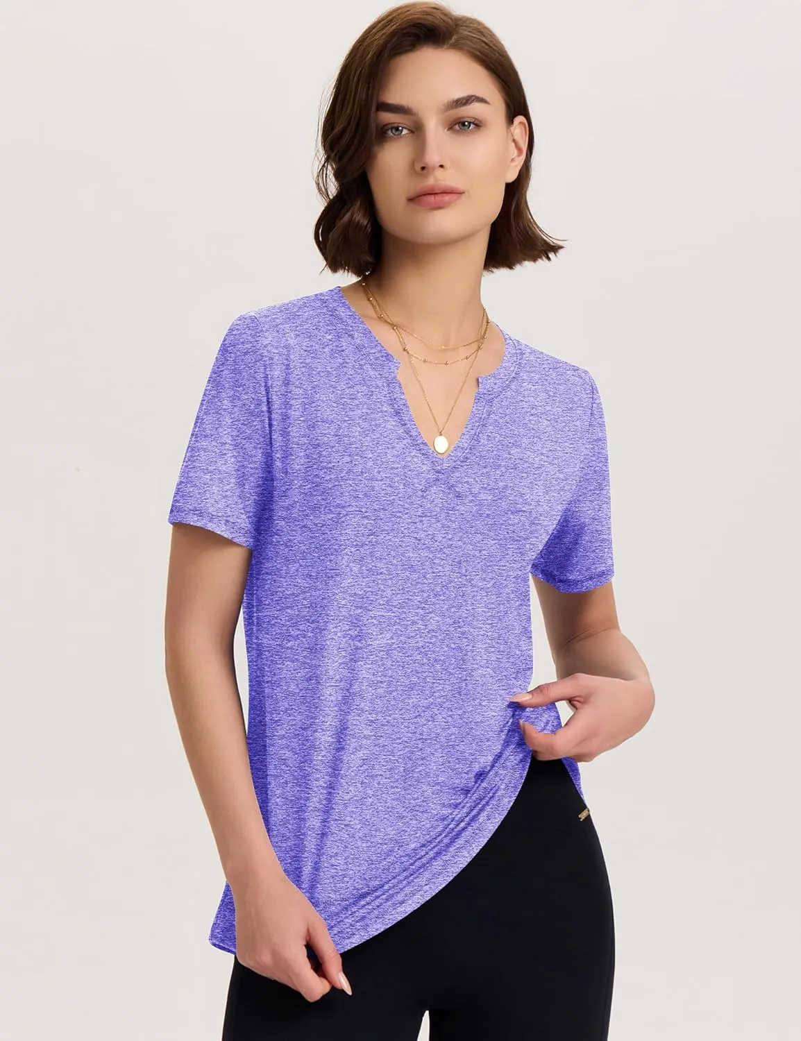 TCOT Women's Short Sleeve Workout Tops Loose Fit Athletic Tees V Neck Running Shirts Yoga Tee Gym Shirts