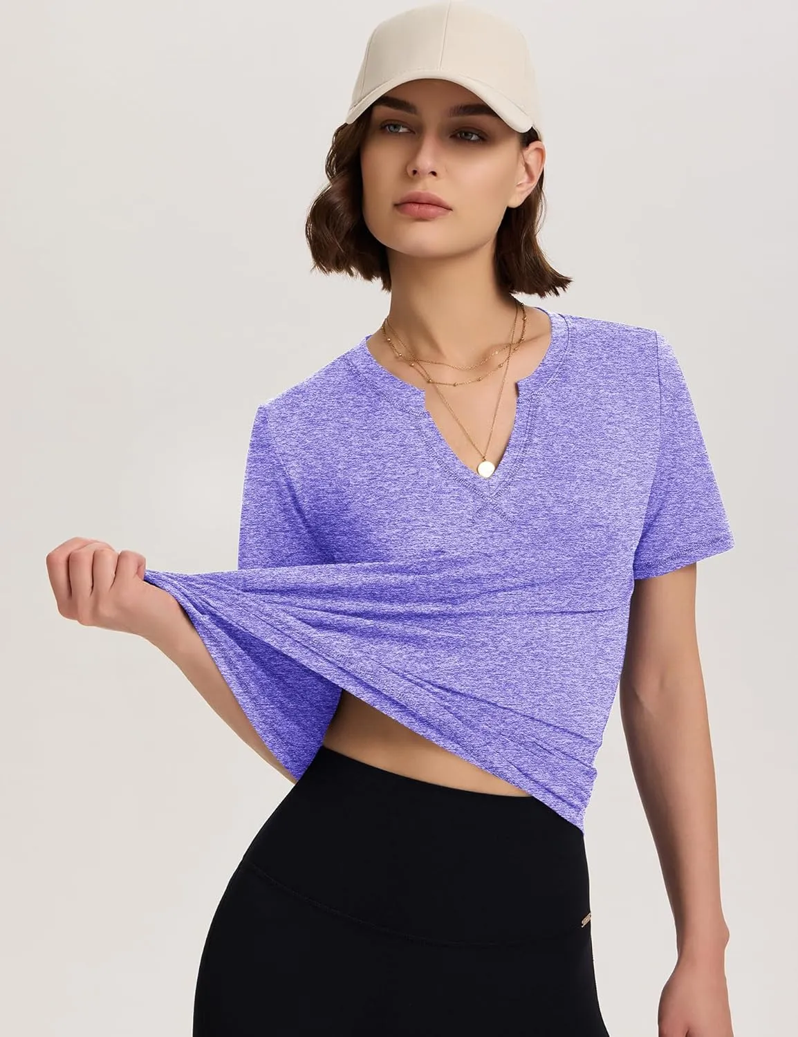 TCOT Women's Short Sleeve Workout Tops Loose Fit Athletic Tees V Neck Running Shirts Yoga Tee Gym Shirts