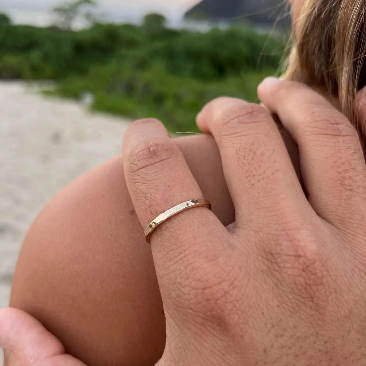 Thick Hammered Stackable Ring Chunky Gold Band | Gold Hammered Thumb Ring | Large Band Gold Ring for Women | Handmade Gold Jewelry | Thick Stackable Ring | Long Lasting Gold Ring (Size 11)