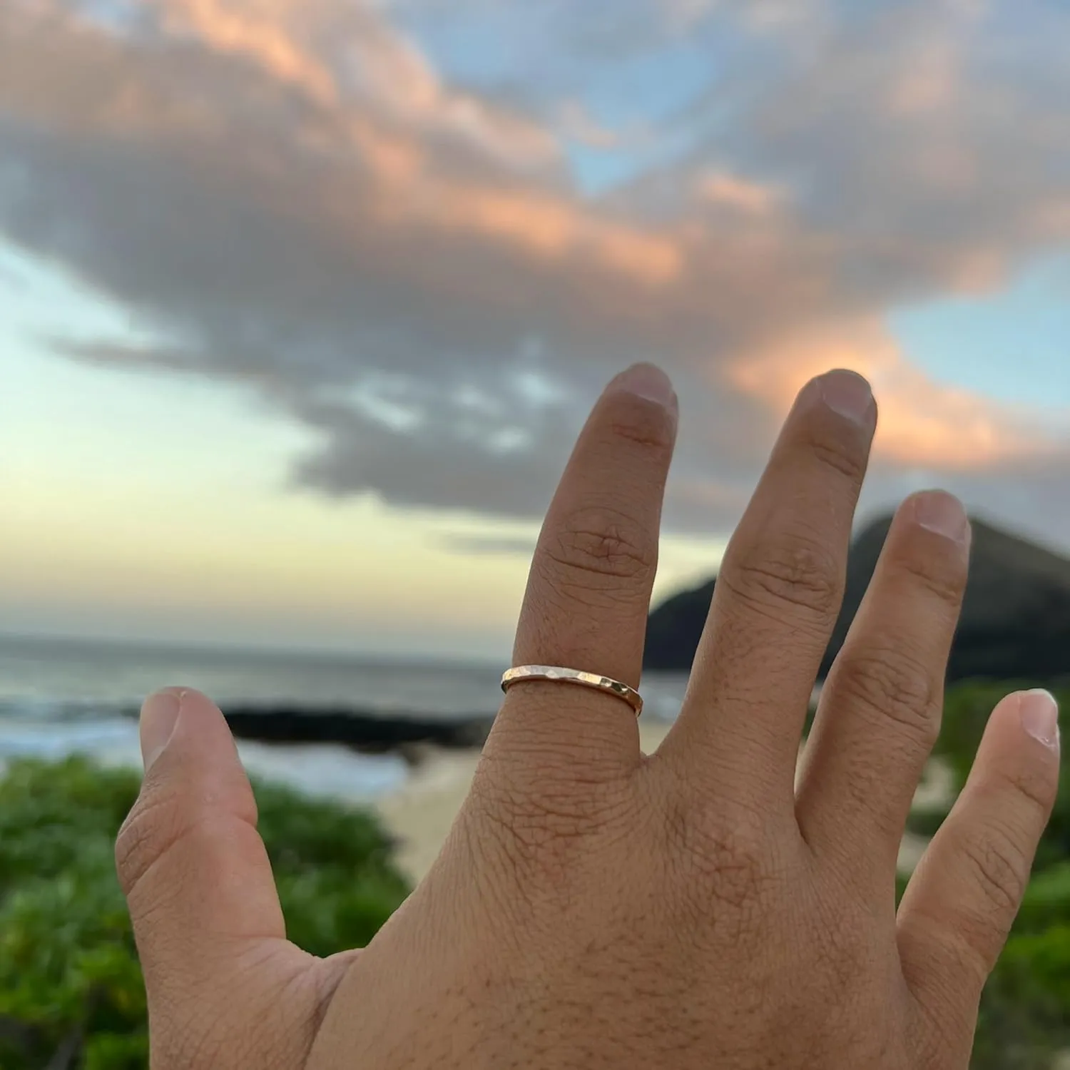 Thick Hammered Stackable Ring Chunky Gold Band | Gold Hammered Thumb Ring | Large Band Gold Ring for Women | Handmade Gold Jewelry | Thick Stackable Ring | Long Lasting Gold Ring (Size 11)