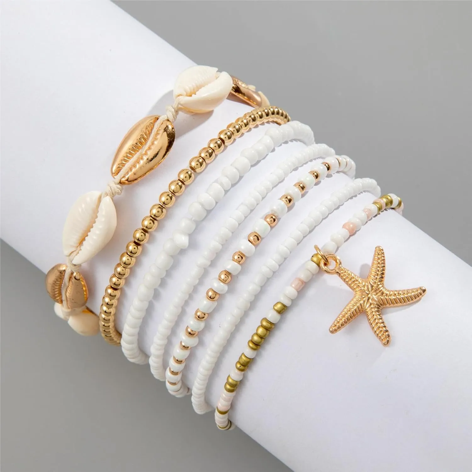Todenb Seashell Anklets for Women Colorful Starfish Mermaid Ankle Bracelet Fashion Shell Beaded Anklet Set Boho Beachy Seashell Ankle Bracelet for Women Waterproof Hawaii Summer Mermaid Jewelry